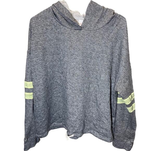 Sundry Hoodie Sweatshirt Drawstring Waist Varsity Heathered Gray 2 Medium - Picture 1 of 4